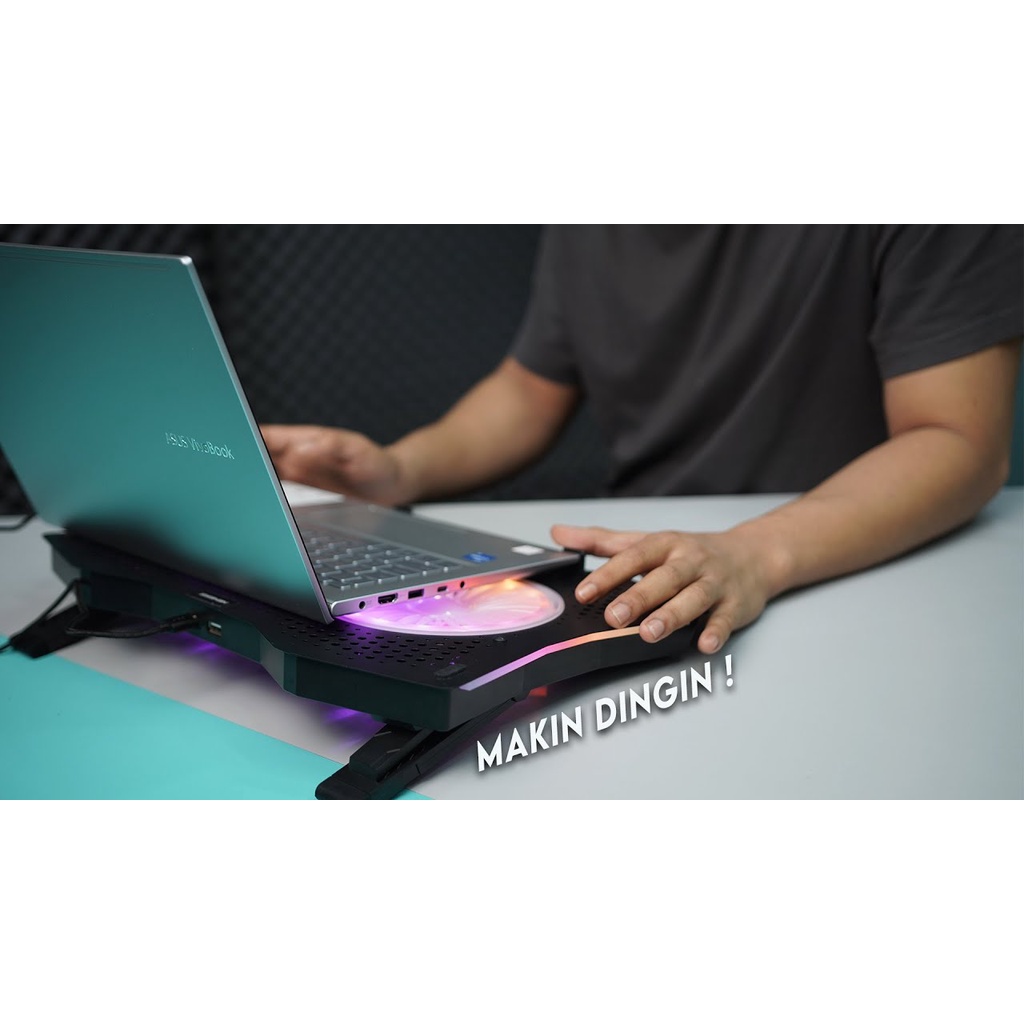 Cooling pad COOLER PENDINGIN notebook LAPTOP Gaming Nyk X-6 Thunderstorm rgb 2 fan - Nyk x6