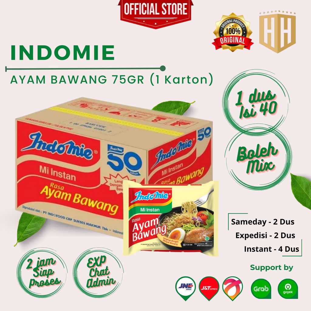 INDOMIE AYAM BAWANG Mie Instant rasa Ayam Bawang 69 gram 1 Dus Isi 40 psc