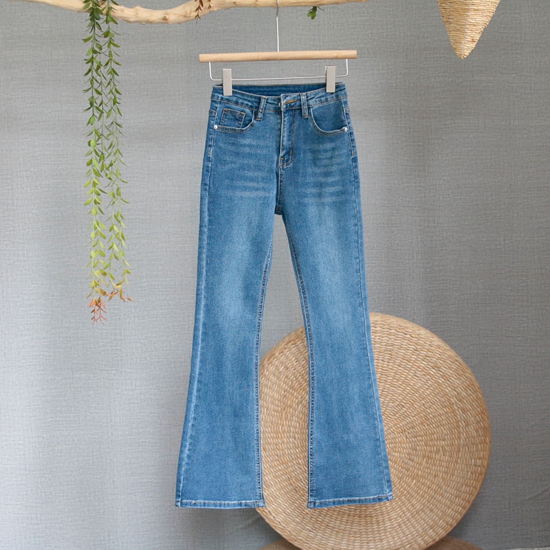 Biru muda/ Biru retro/Hitam /Kelabu hitam /Coklat Highwaist Cutbray Celana Jeans Wanita/Skinny Jeans