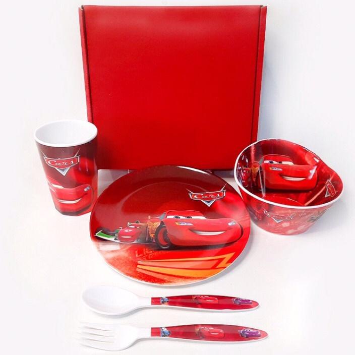 Piring Melane Melan Set Anak + Mangkuk + Gelas + Sendok Karakter Anak Laki Perempuan Frozen Nion Hel