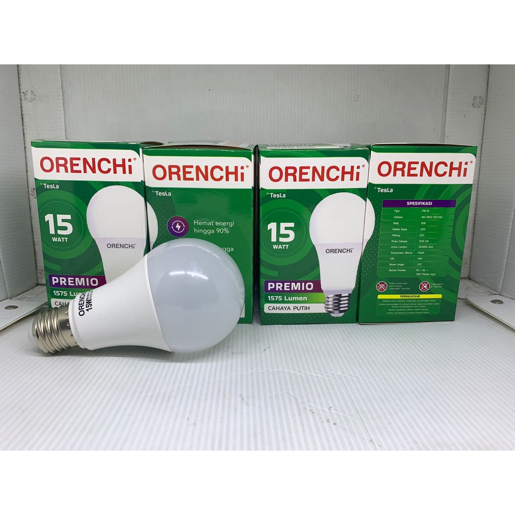 Lampu LED Orenchi Premio 15 Watt 15Watt /  Lampu Bohlam Orenchi Premio LED 15 W 15W Cahaya Putih SNI by Tesla