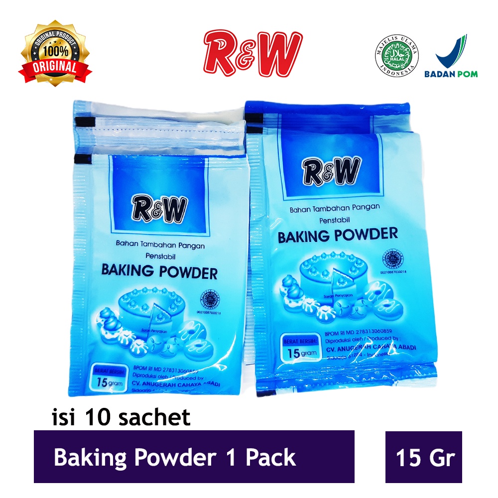 Baking Powder Pengembang Kue Rajawali R&amp;W RW 15 gr Biru Double Acting 1 Pack