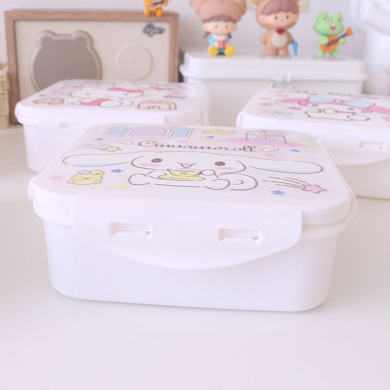 Container Snack Lunch Box Plastik Snoopy My Melody Kuromi Cinnamoroll Pooh Badzmaru Hello Kitty Pompompurin Stitch Little Twin Star