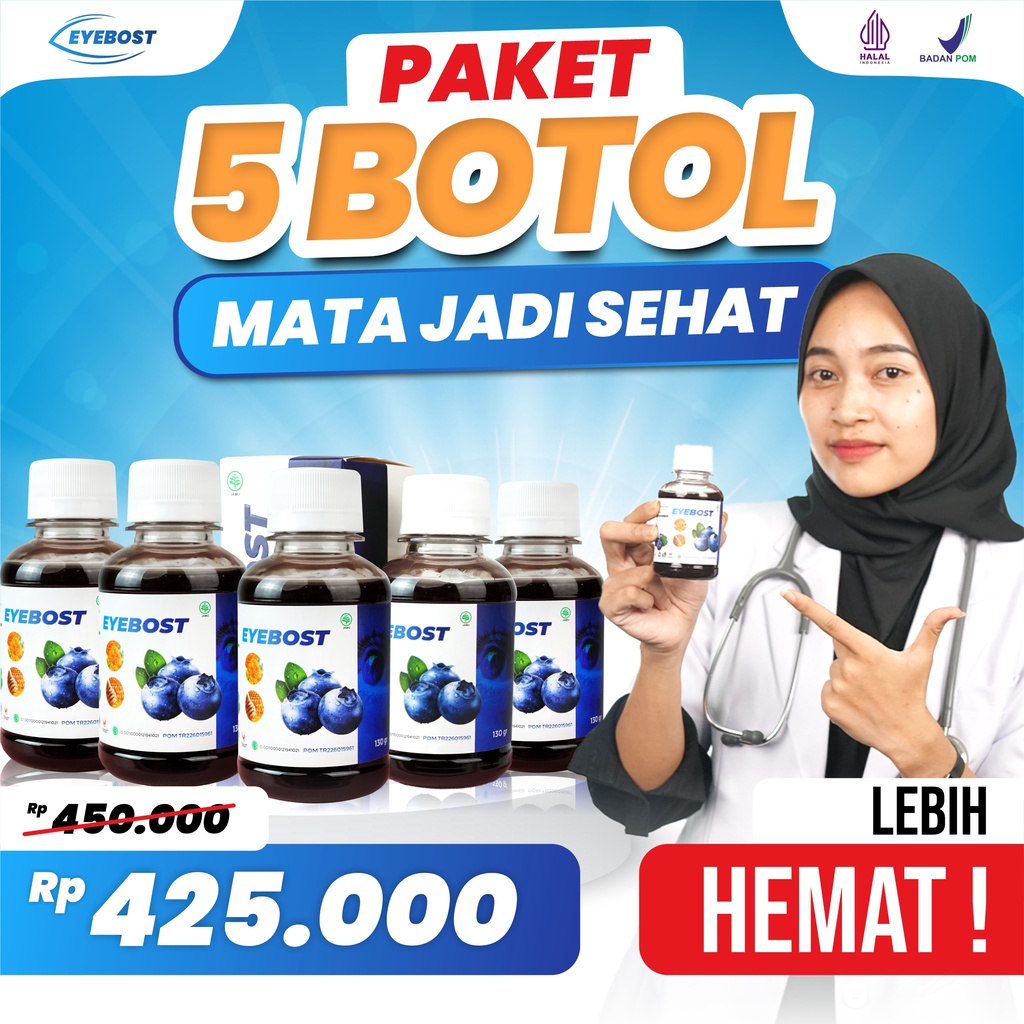 Eyebost – Madu Herbal Vitamin Mata Paket 5 Botol 130ml