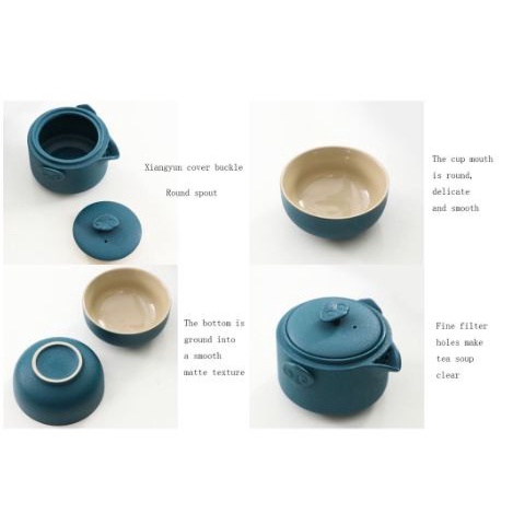 NP - Ceramic Tea Set Portable 1 Pot 2 Cups Travel With Bag / Set TeaPot Cup