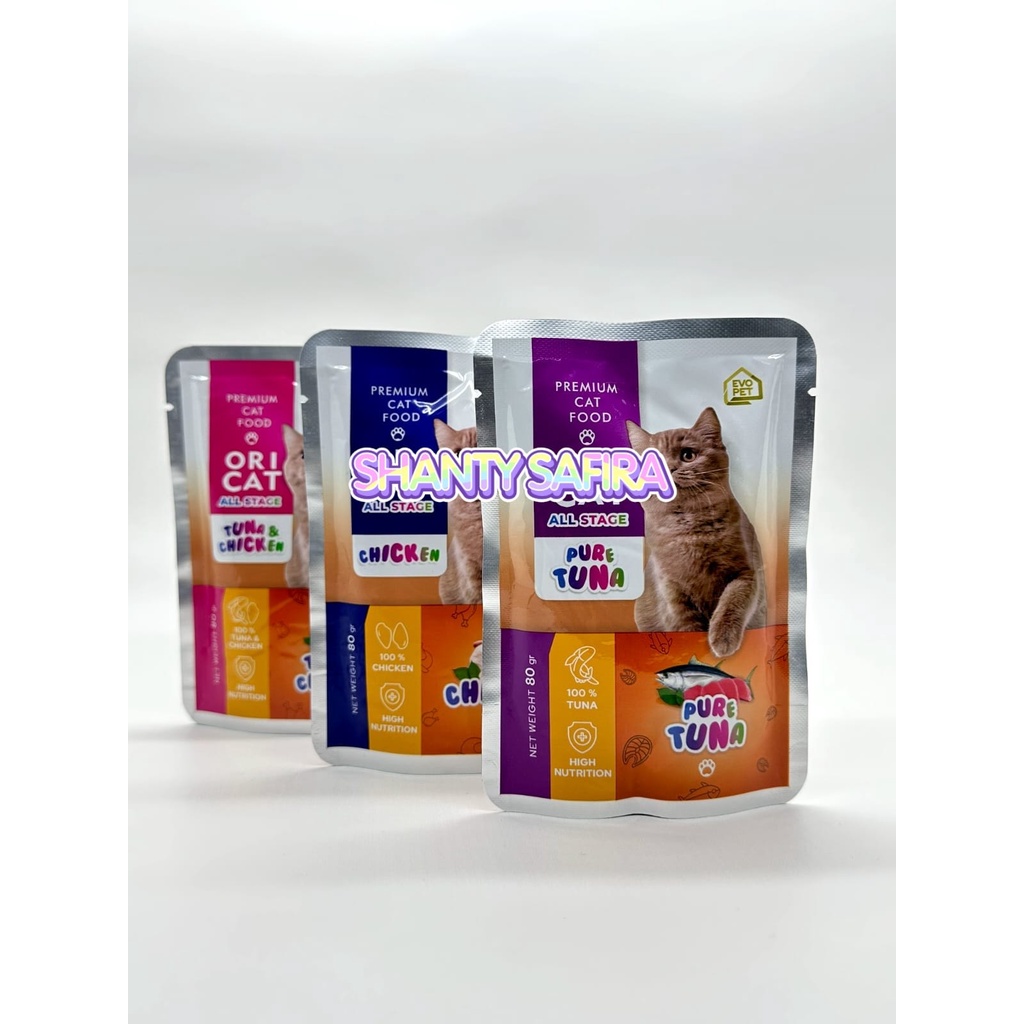 MAKANAN KUCING ORI CAT POUCH 80 GR ALL STAGE COCOK UNTUK SEMUA UMUR KUCING