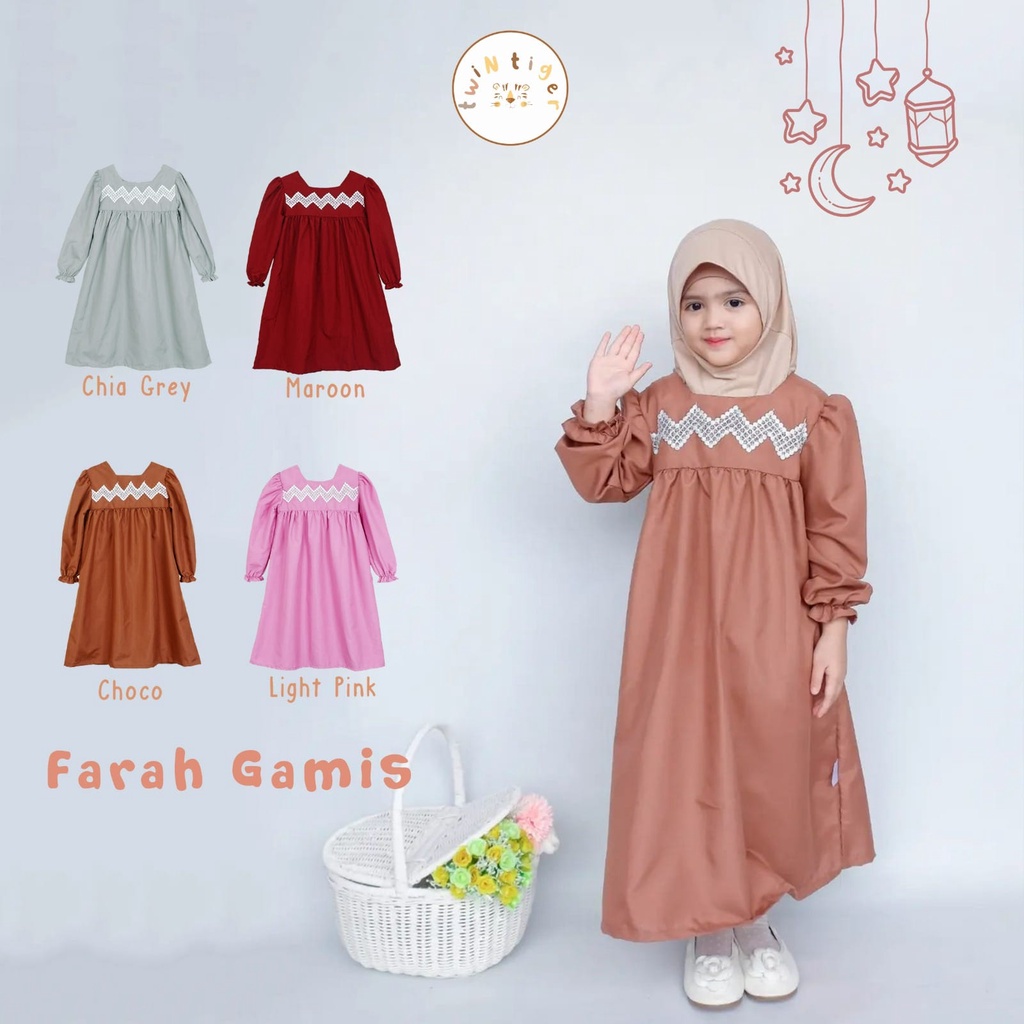 TWIN TIGER FARAH GAMIS / AMIRA GAMIS DRESS ANAK PEREMPUAN BAJU LEBARAN ANAK 2-6 TAHUN