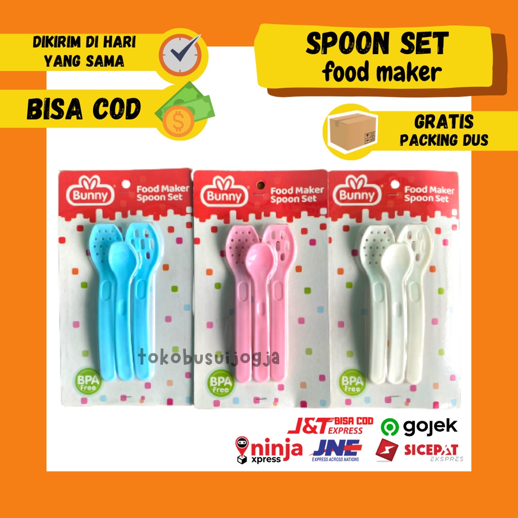 Food Maker Spoon Set Lusty Bunny Pelumat Lumat Makanan MPASI Bayi Anak Penggiling Giling Bubur