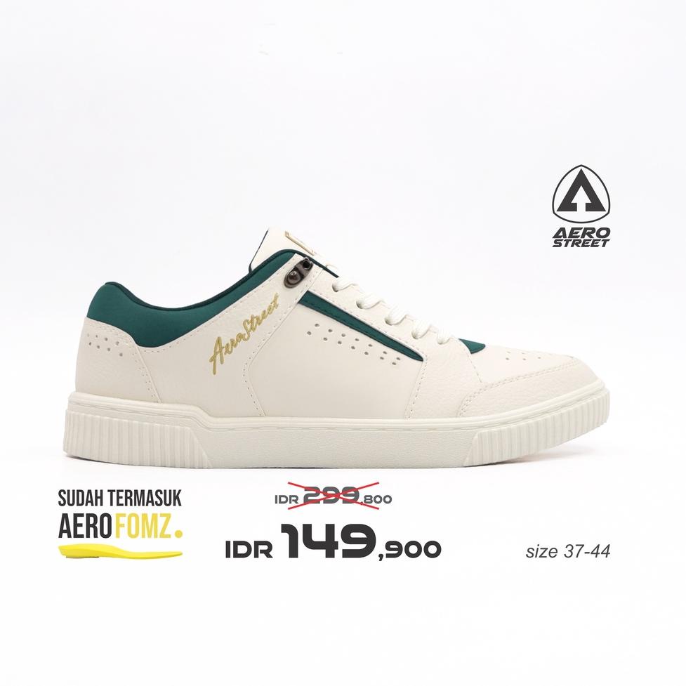 TERLARIS Aerostreet 37-44 Classic Putih Hijau Tua - Sepatu Sneakers Casual