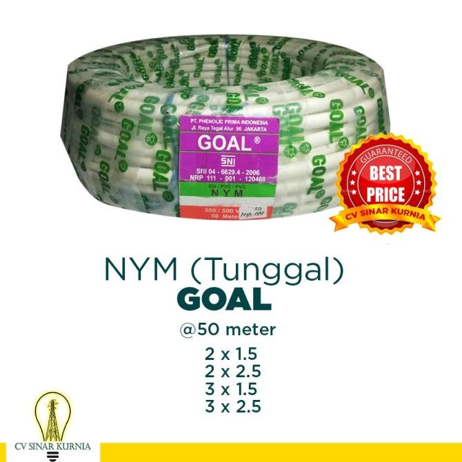 TERMURAH Kabel Listrik Tunggal NYM 2x1,5 2x1.5 50M GOAL| GOAL Kabel NYM | SNI