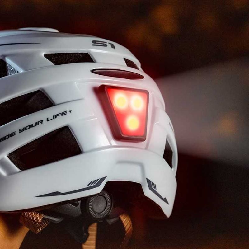 HIMO Helm Sepeda Bike Visor Breathable Shockproof with Tail Light Putih - S1