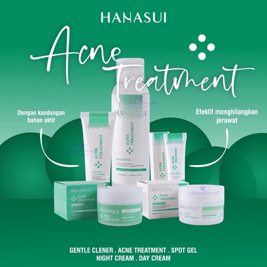 (BPOM) HANASUI PAKET FLAWLESS GLOW UP 10/ PAKET ACNE TREATMENT/DAY CREAM NIGHT SERUM TONER FACIAL