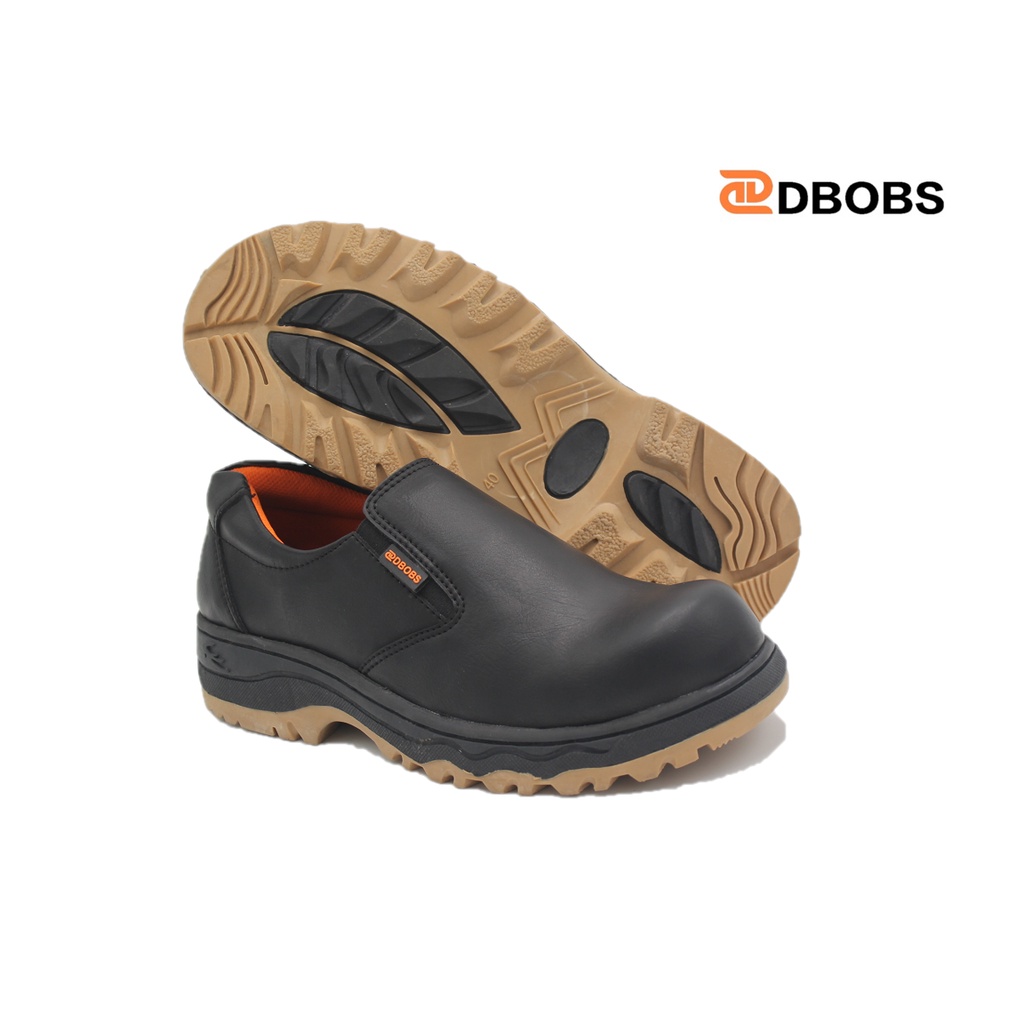 Sepatu Safety Shoes Slip On DBOBS Celyn Pendek Pria Kerja Original Ujung Besi Septi Tanpa Tali Slop