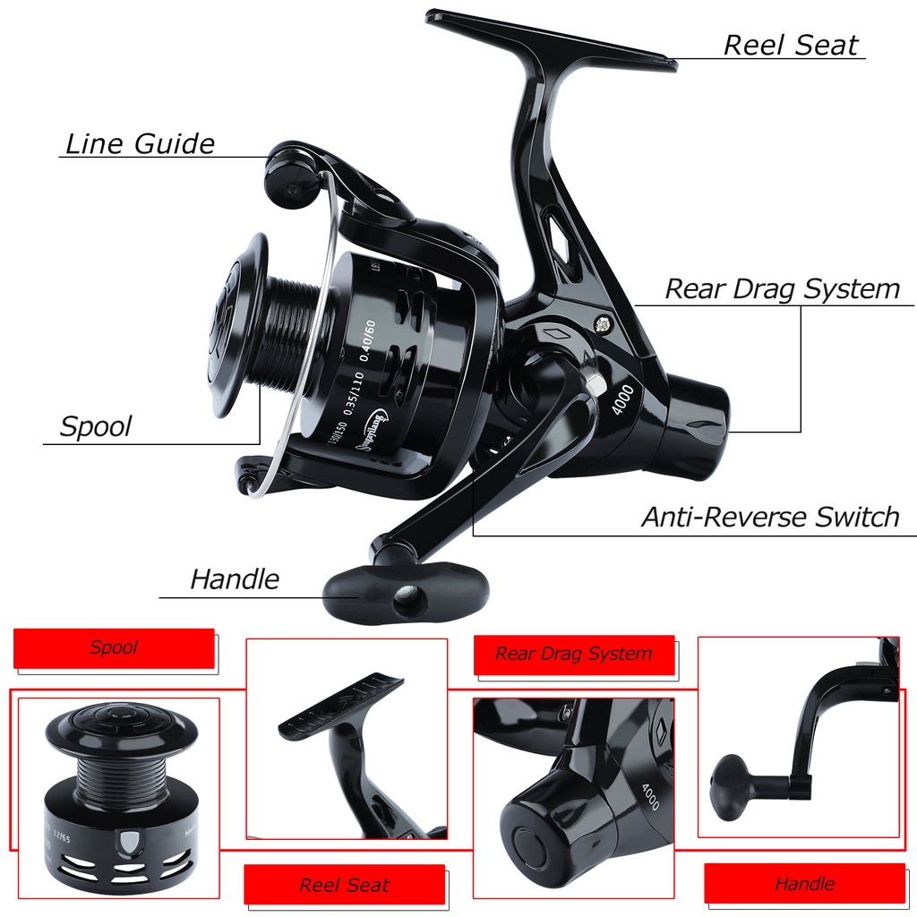 Reel Pancing Metal Fishing Reel  Max Drag  25KG 4 Ball Bearings 4000 Gulungan Pancing Can Catch Carp Reel Pancing