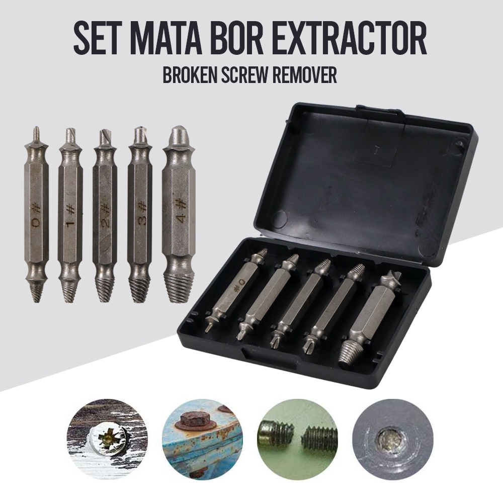 Set Mata Bor Extractor Broken Screw Remover 5 PCS - TL105 - Silver