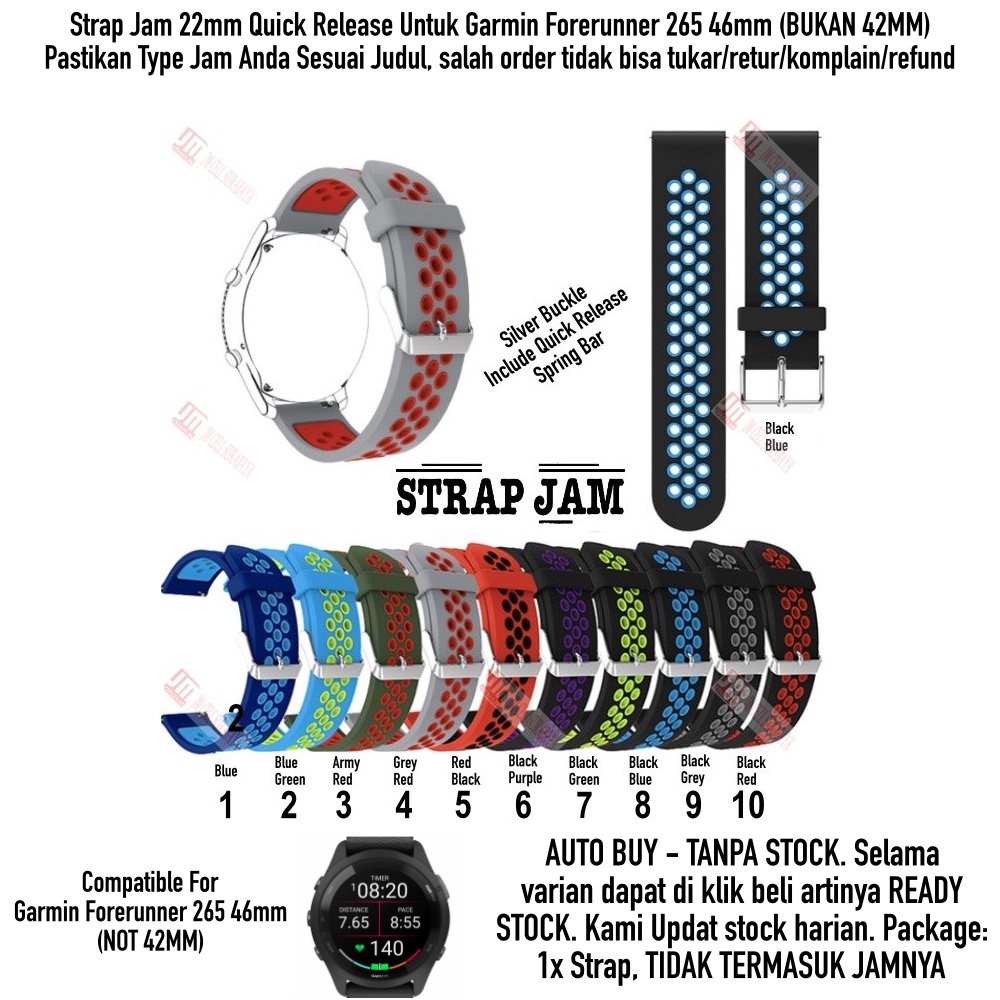 NSB22 Tali Jam 22mm Strap Garmin Forerunner 265 46mm - Rubber Sporty