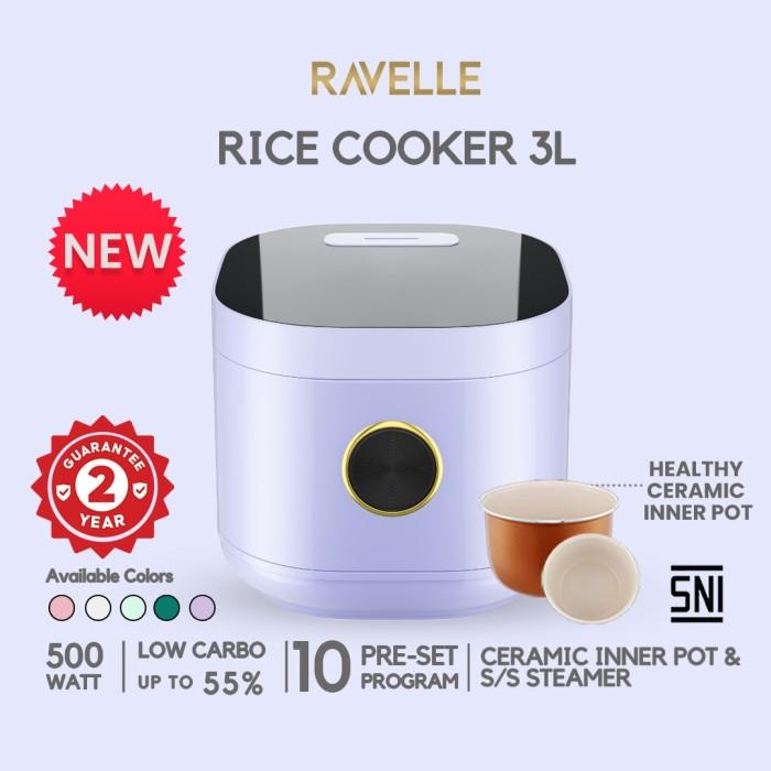 Ravelle Rice Cooker Low Carbo Lilac Lavender 3 Liter - Rice Cooker 3L