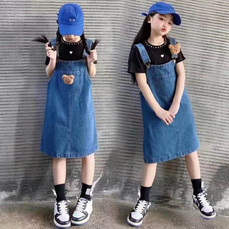 Setelan Jumpskirt JEANS Anak Perempuan Lovely Doll Bear