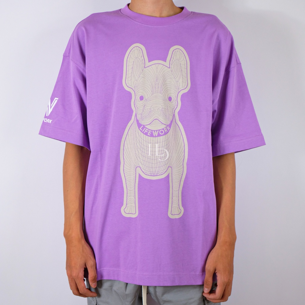 Lifework Silket LA Dog Oversize Tee Purple 100% Original