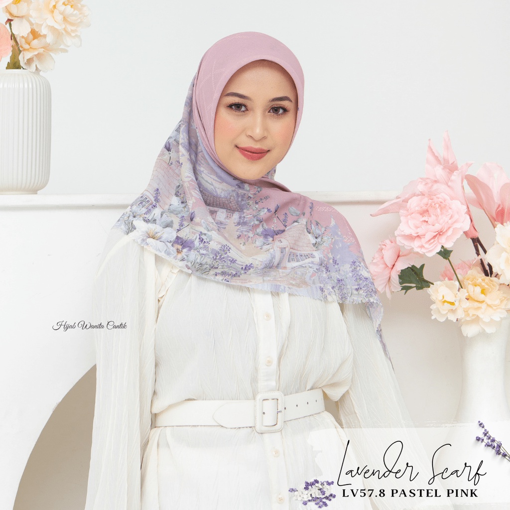 HIRA - Hijabwanitacantik - Segiempat Lavender Scarf LV57.8 Pastel Pink | Hijab Segi Empat Motif Jilb