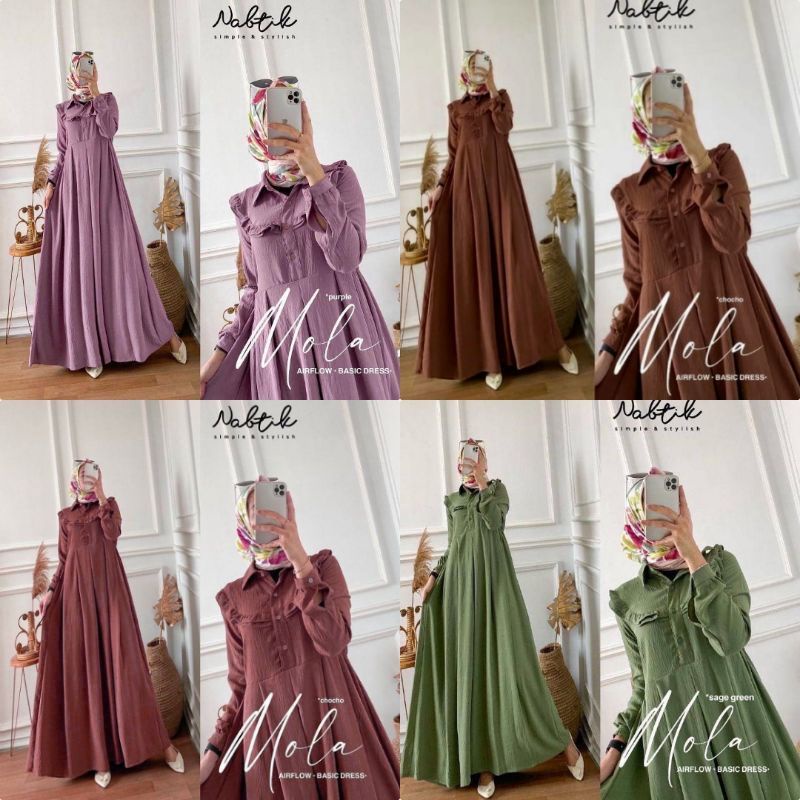 Gamis cey crinkle LD 110 Mola maxi dress - Dress Muslim wanita / Maxy dress muslim/ Gamis Wanita bus