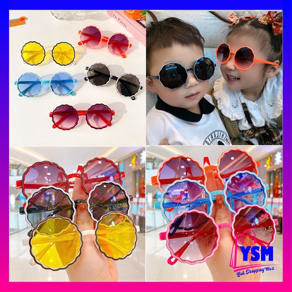 YSM Kacamata Anak 6623 Kaca Mata Hitam Anak Model Bulat Gelombang High Quality Kids Sunglasses Kaca 