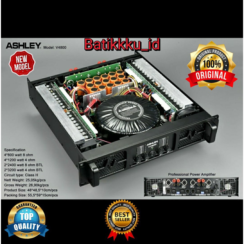 Power ASHLEY V4800 V 4800 ORIGINAL CLASS H 4 X 800 WATT 2 X 3200 WATT