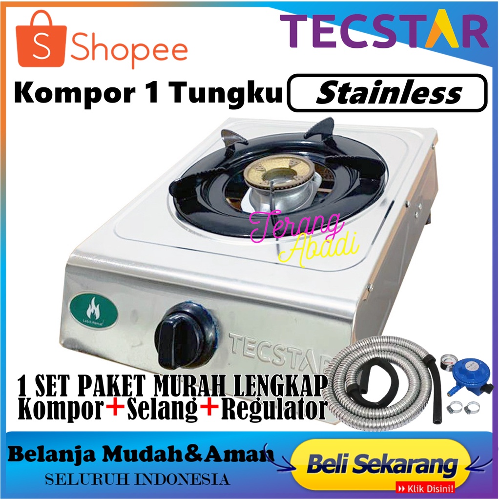 KOMPOR GAS 1 TUNGKU TEFLON TECSTAR TG-388 CSA,Kompor Gas 2 Tungku TESCTAR TG-688 CSJ Stainless Burne