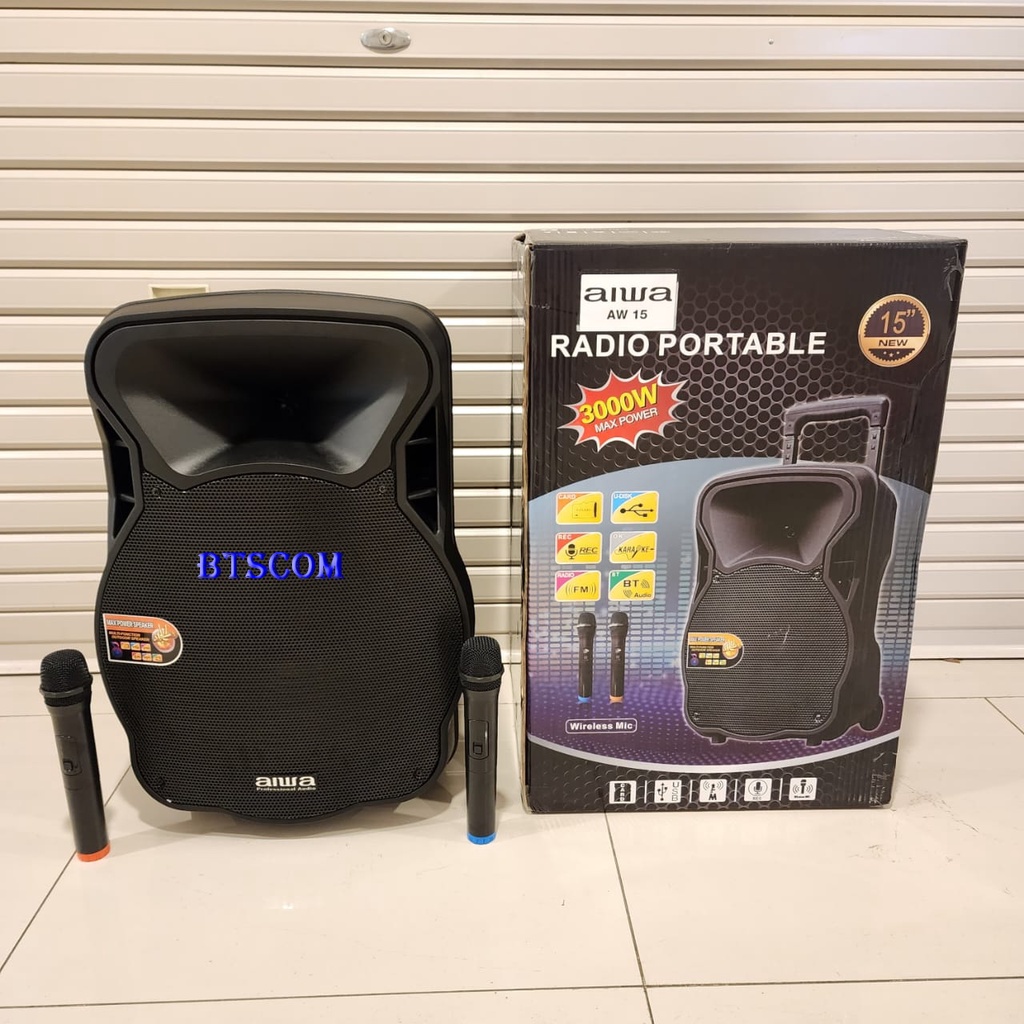 SPEAKER PORTABLE AIWA 15INCH AW15 BLUETOOTH - USB COCOK BUAT MEETING