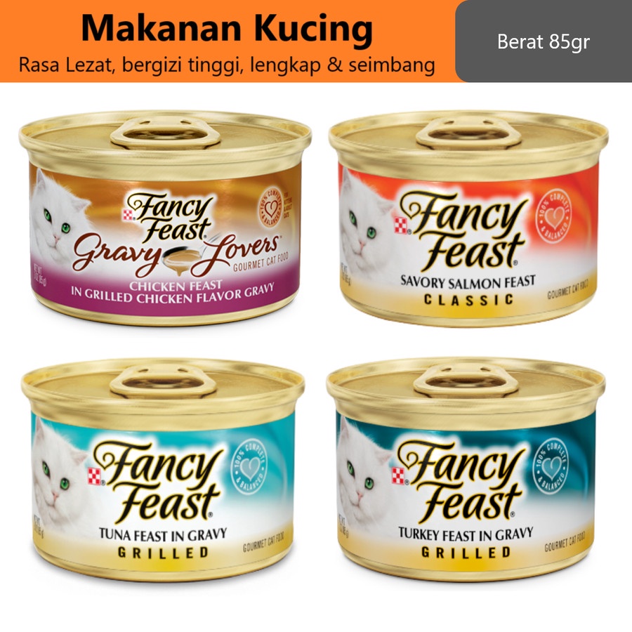 (12 can) Purina Fancy Feast Kaleng Wet Cat Food 85g - Savory Salmon Feast