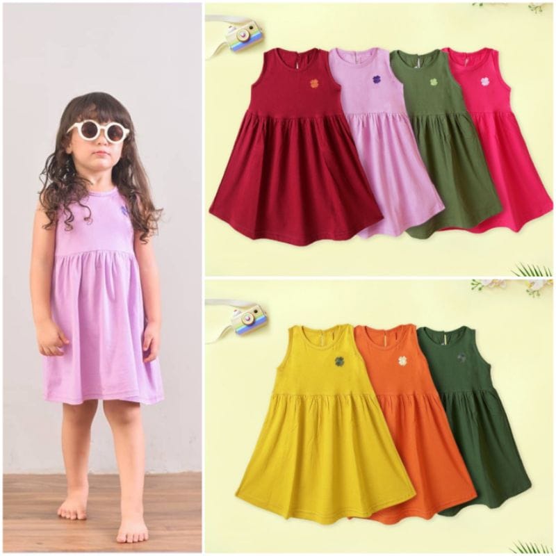 DRESS ANAK PEREMPUAN NARA LOGO BORDIR / DRESS NARA PREMIUM / DRESS NARA 1-5 TH