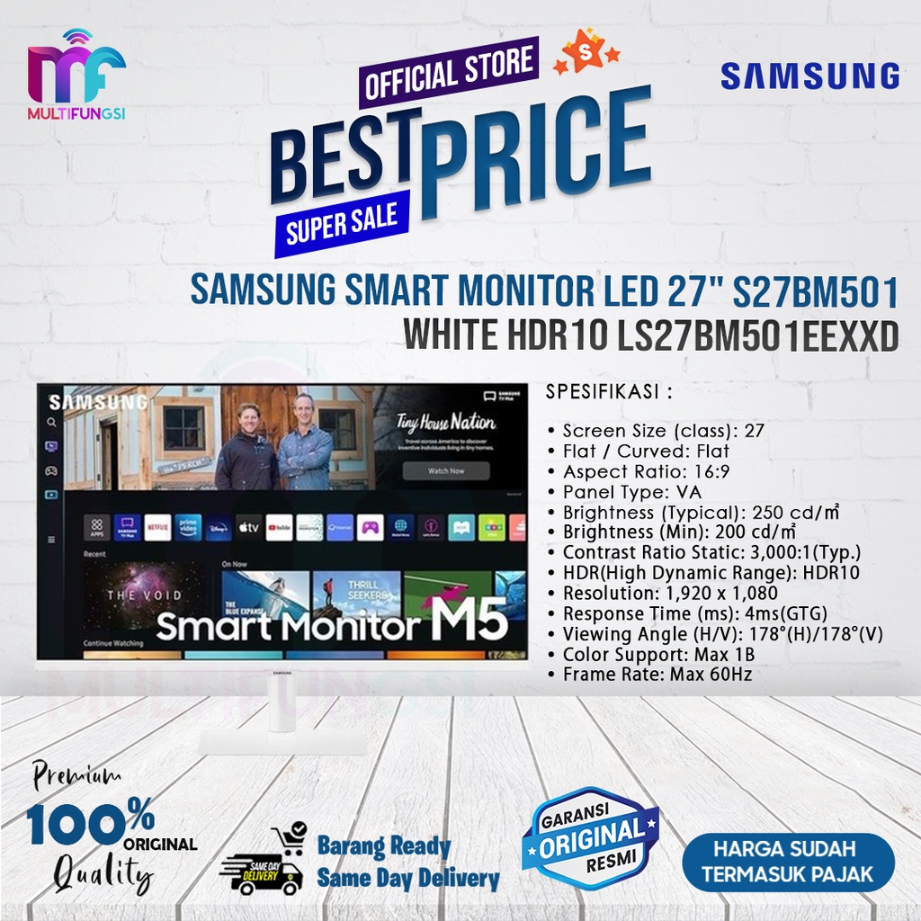 Samsung Smart Monitor LED 27&quot; S27BM501 White HDR10 LS27BM501EEXXD