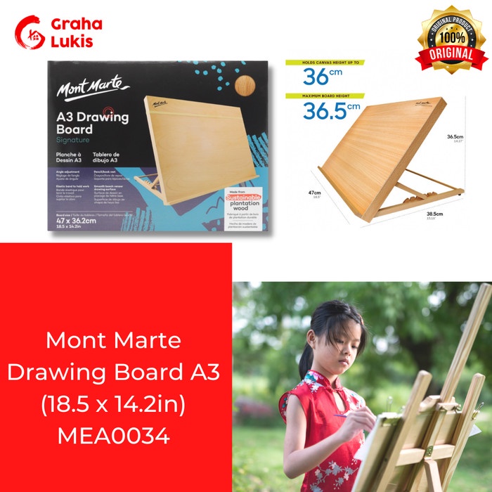 

Terlaris Mont Marte Drawing Board A3 - Easel Meja (18.5 X 14.2In) Mea0034