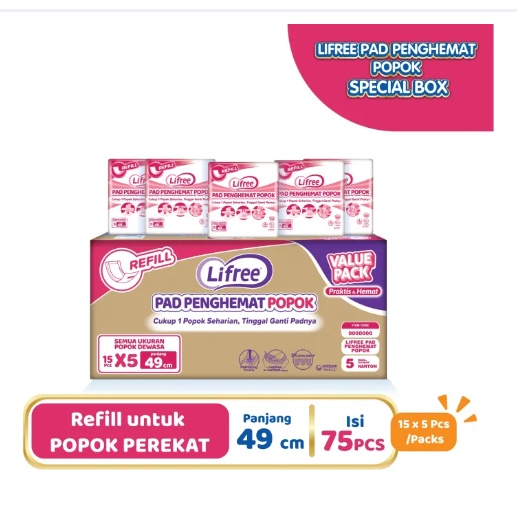 Lifree pads penghemat pants value new putih 49cm satuan bungkus