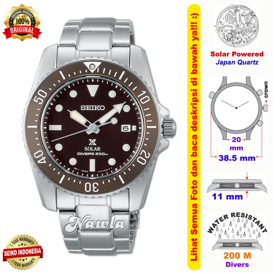 Seiko Prospex SNE571P1 Solar Diver Brown - Jam Tangan Pria SNE571