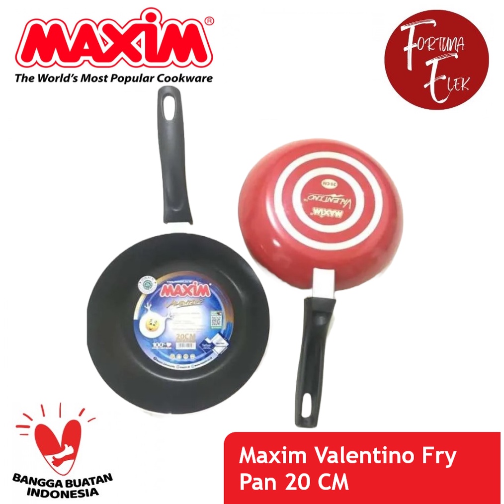 Maxim Valentino Frying Pan Penggorengan Teflon 20 Cm Wajan Merah