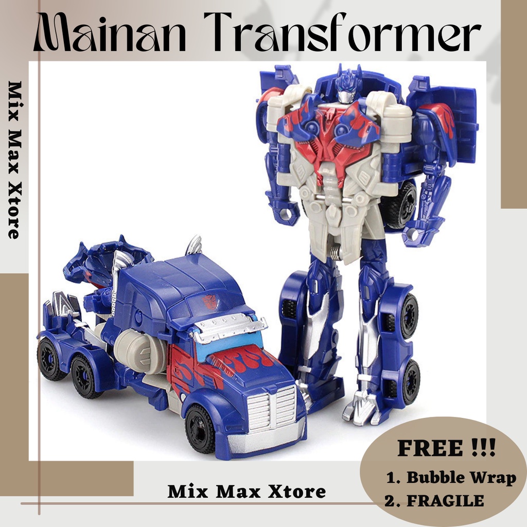 Mainan Mobil Action Figure Transformer Robot Car Mainan Edukasi - Blue