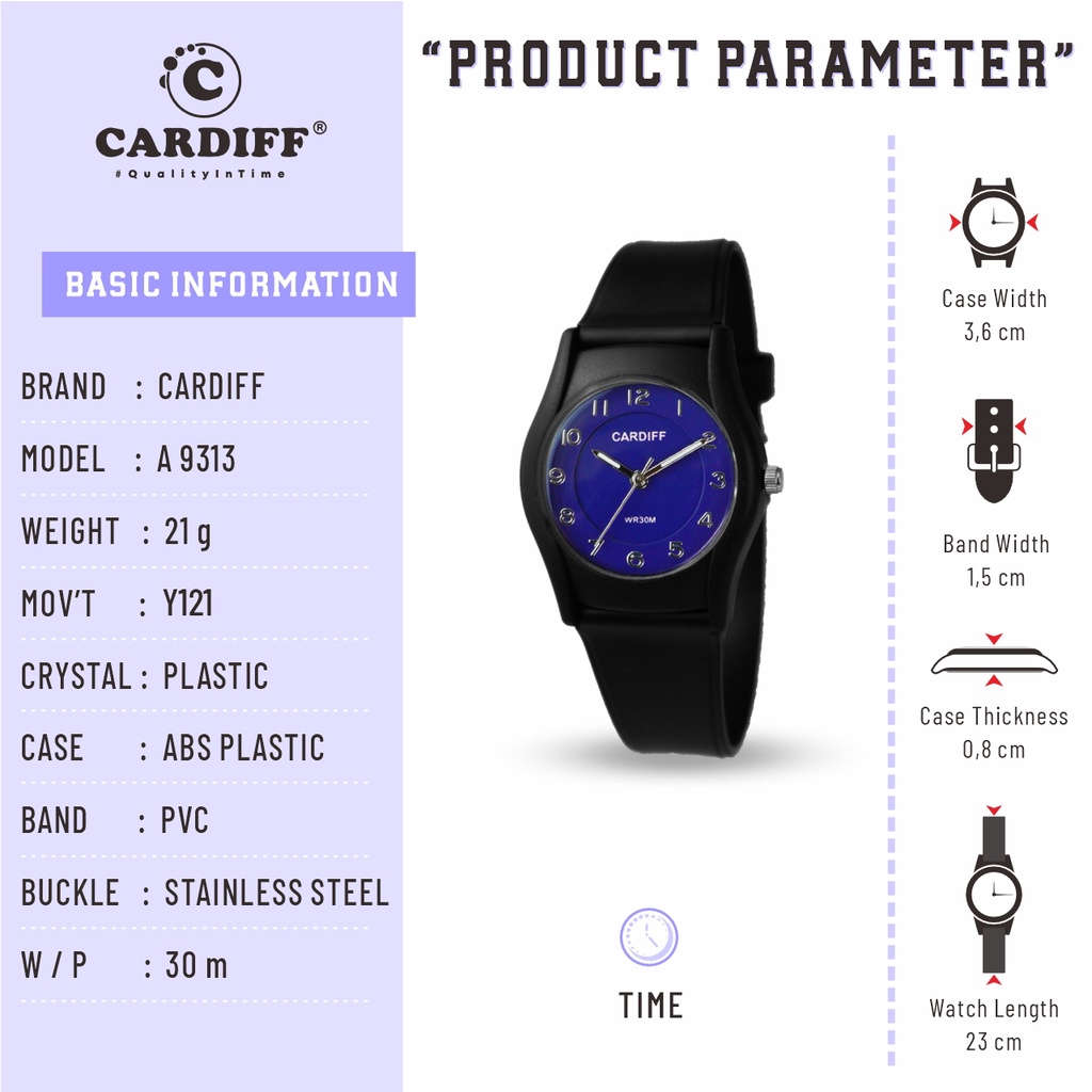 CARDIFF Analog A 9313 Jam Tangan Analog Pria Water Resistant