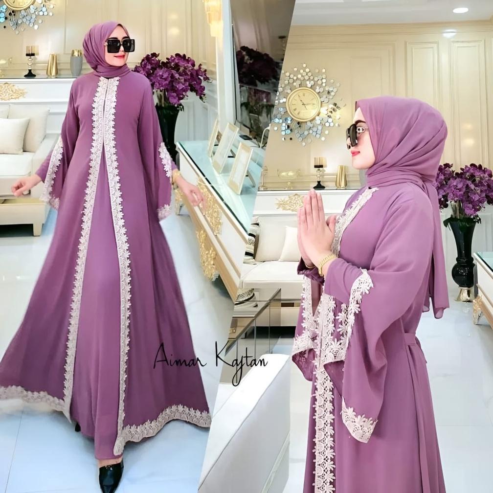 COD - Aimar Kaftan Gamis Muslim Wanita Matt Cringkle Airflow OOTD Kaftan Lebaran Casual Daily Fit To