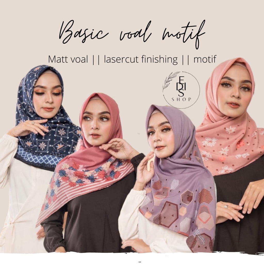 HIJAB SEGI EMPAT MOTIF VOAL LASER CUT BY AZAHRA