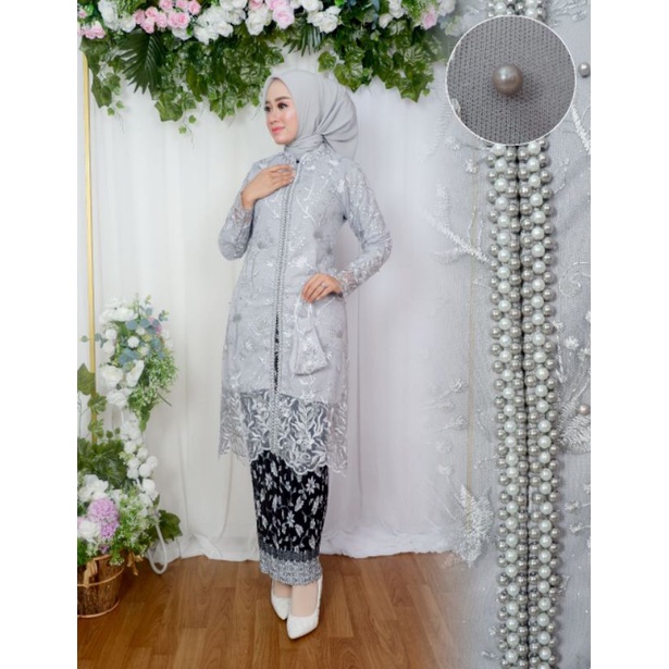 Tunik Kebaya Kamila Kombinasi Payet Mutiara / Set Tunik Pesta / Kebaya Kondangan / Kebaya Brokat / kebaya / Set Tunik Wanita / Outfit Baju Wanita / Set Kebaya Lamaran / Set Kebaya Busui Frendly