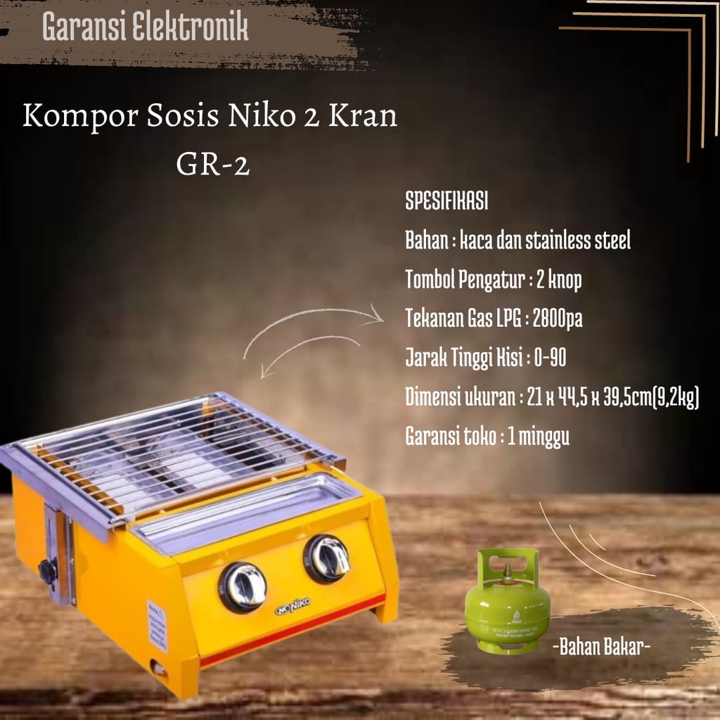 KOMPOR SOSIS NIKO 2 KRAN PEMANGGANG GR2