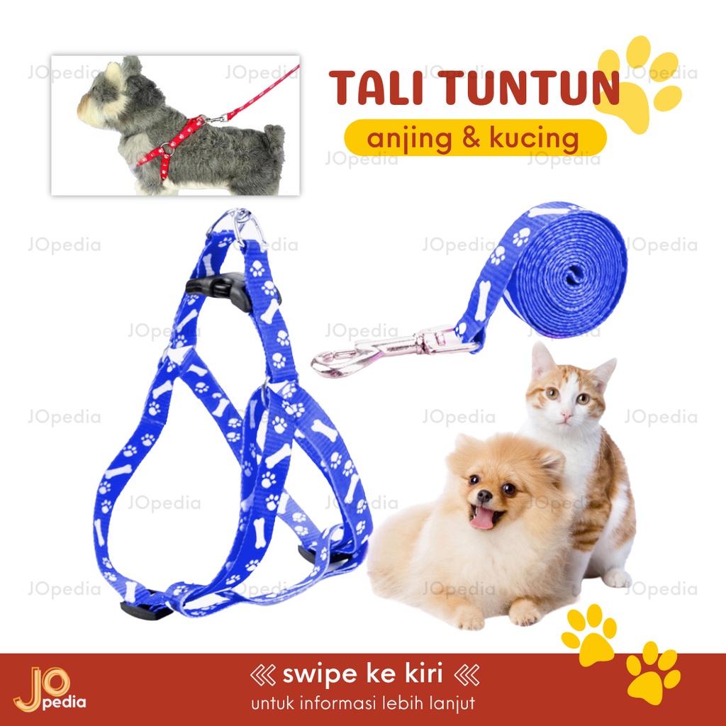 TALI TUNTUN A Anjing Kucing Kalung Tali Harnes Pet Harness Y Leash