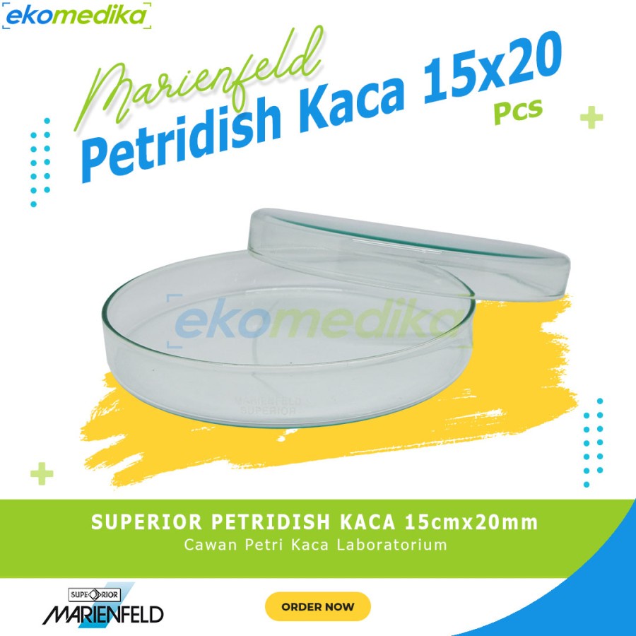 Cawan Petri / Petridish kaca 150x25mm Marienfield / Superior 15cmx25mm / 10cmx15mm