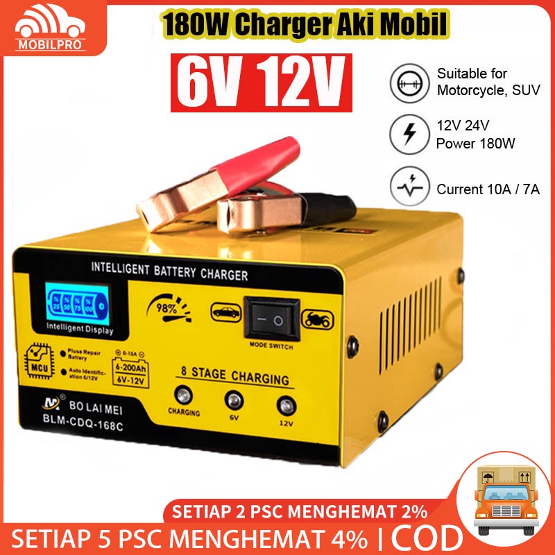 BO LAI MEI Charger Aki Mobil Dan Motor Otomatis Accu Kering Dan Basah 250W 12V/24V 200AH - Cas Casan Aki Motor Mobil Otomatis