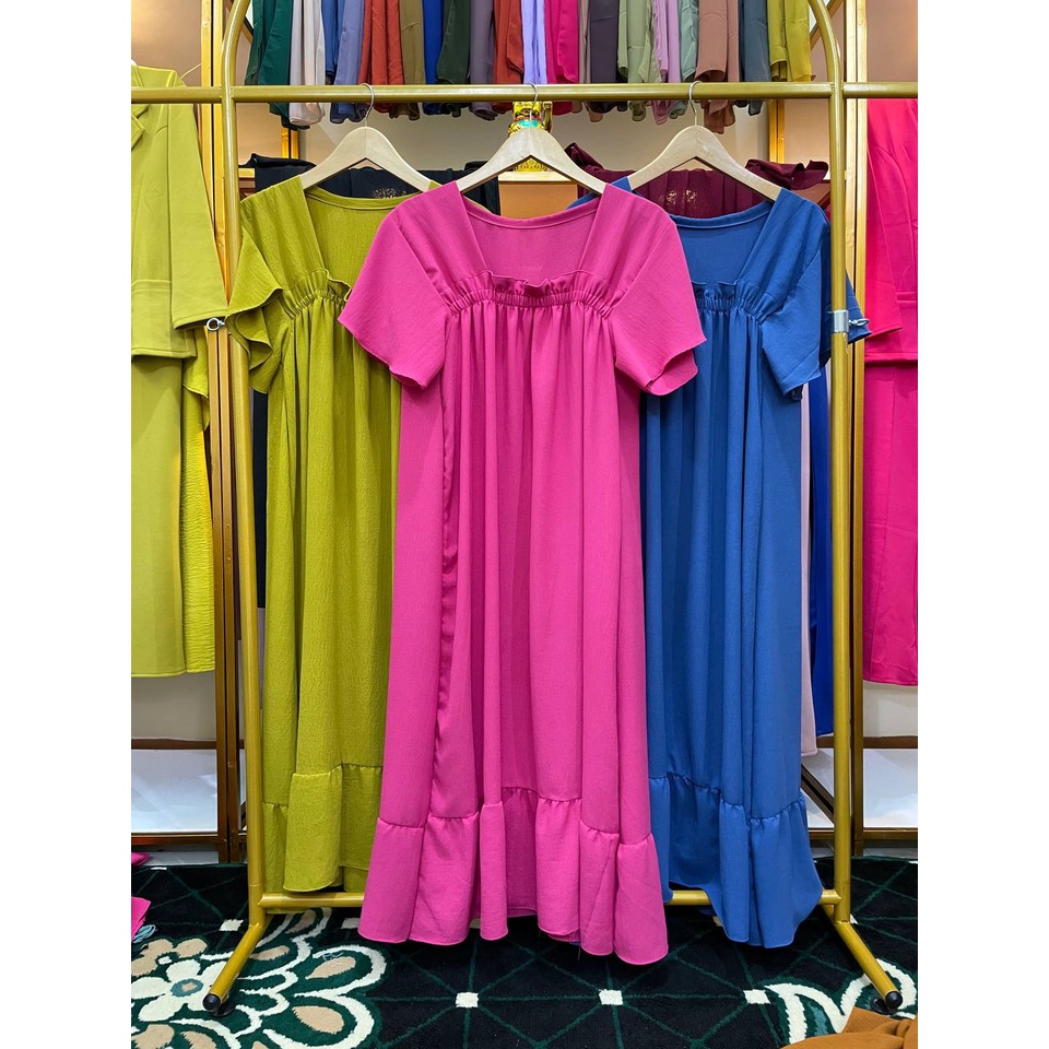 DARANIA STORE Daster Fuji Bahan Crinkle Airflow | Long Dress Fuji Daster Busui Jumbo Terbaru 2023