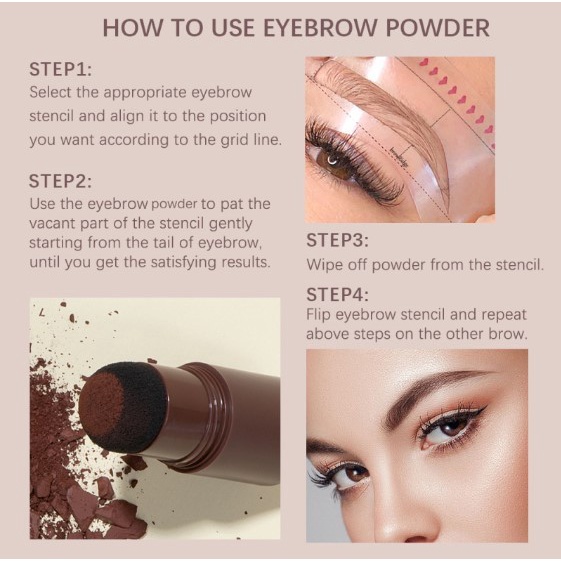 Ibcccndc Cetakan Alis Instan Bedak Alis Eyebrow Powder Eyebrow Stamp Alis Stempel Alis Waterproof dengan 10 Model Cetakan Alis