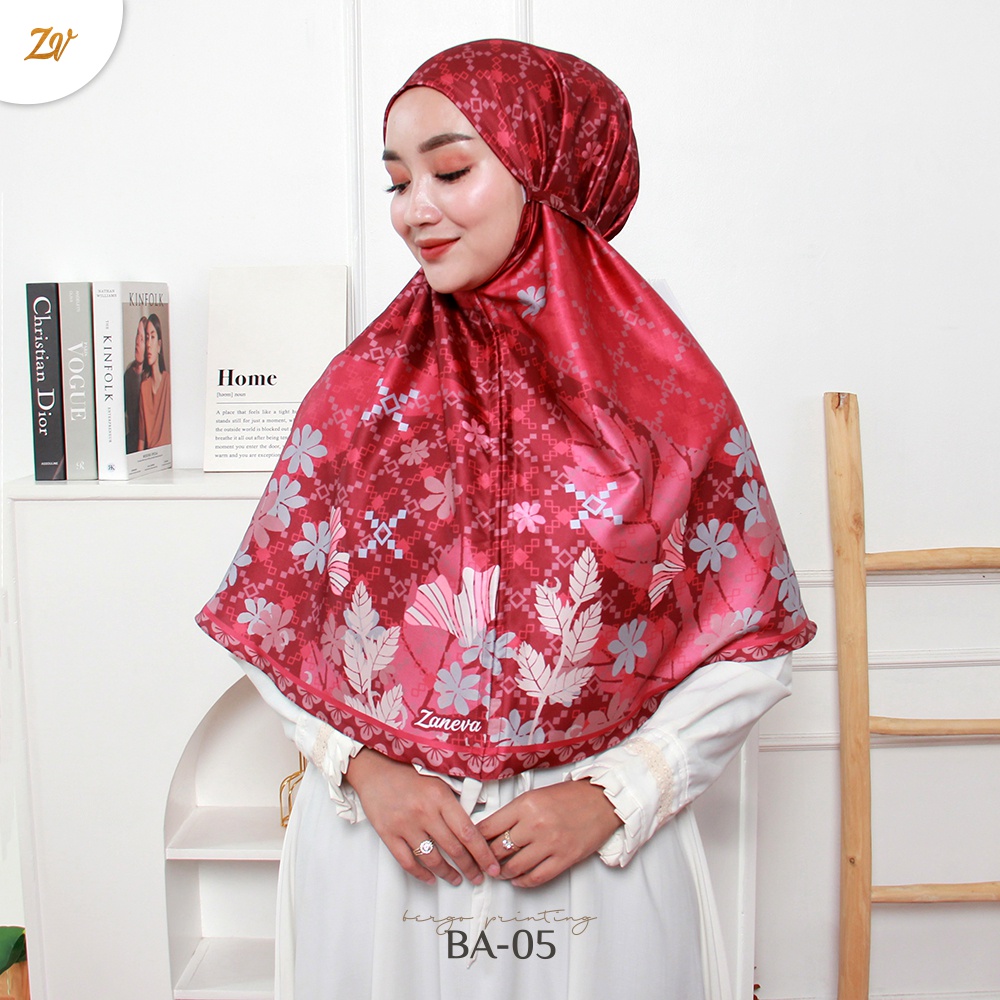 Zaneva HIjab - New Collection Hijab bergo motif printing armany silk by Zaneva
