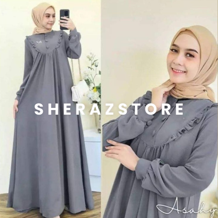 ASAHI MAXI S M L XL XXL XXXL 5L Gamis Putih Hitam Wanita Jumbo Ld 120 130 140  Bahan Crinkle Airflow Terbaru 2023