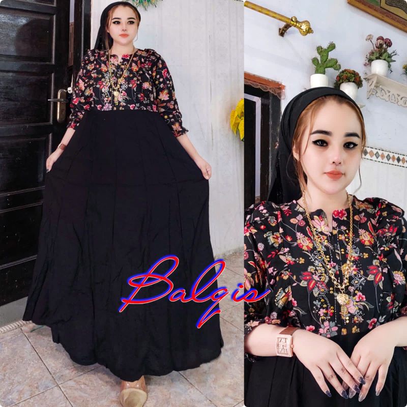 Gamis Hikmat Balqis Bunga Kw Rempel